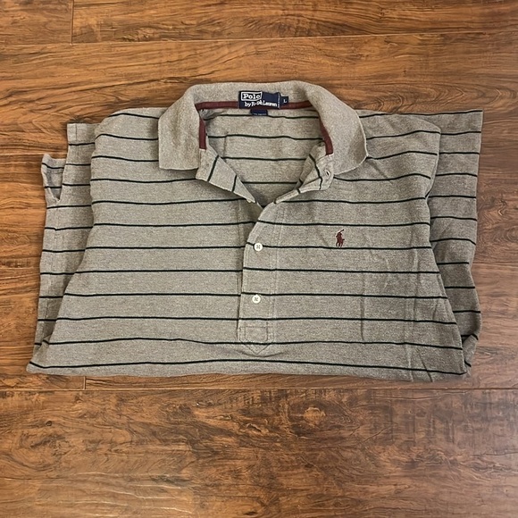 Polo Ralph Lauren Blue Label Men's Cotton Blue And Grey Striped Shirt, Sz. L. - Picture 5 of 7